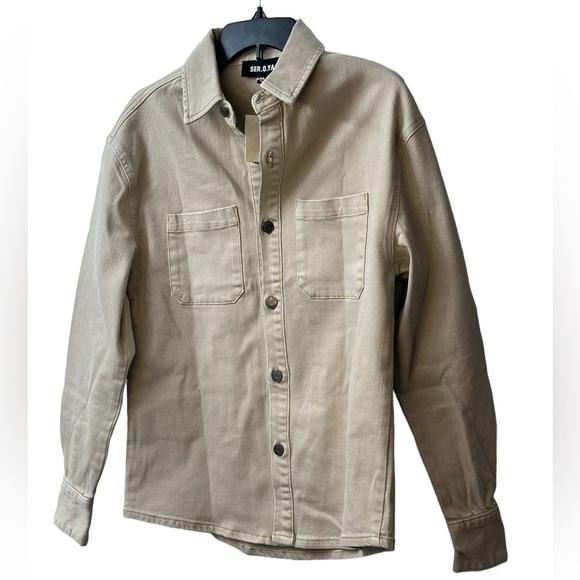 SER.O.YA Alex Shirt Unisex Jeans Jacket Size XS in Fawn NWT - Picture 7 of 9